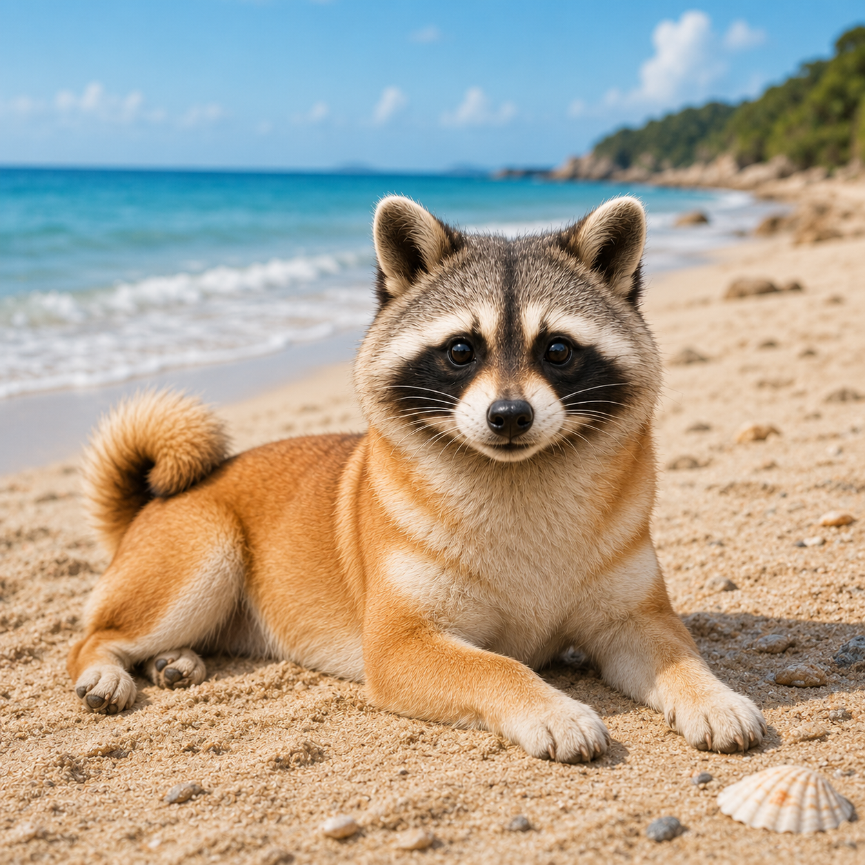 SHICOON relaxing on a tropical beach